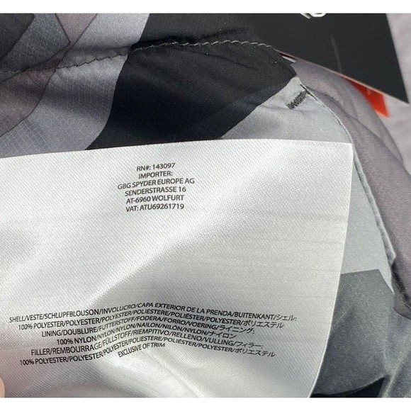 Spyder Puffer Jacket Men's XXL xl Geared Synthetic Down Black Gray Camo … - Picture 10 of 10